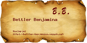 Bettler Benjamina névjegykártya